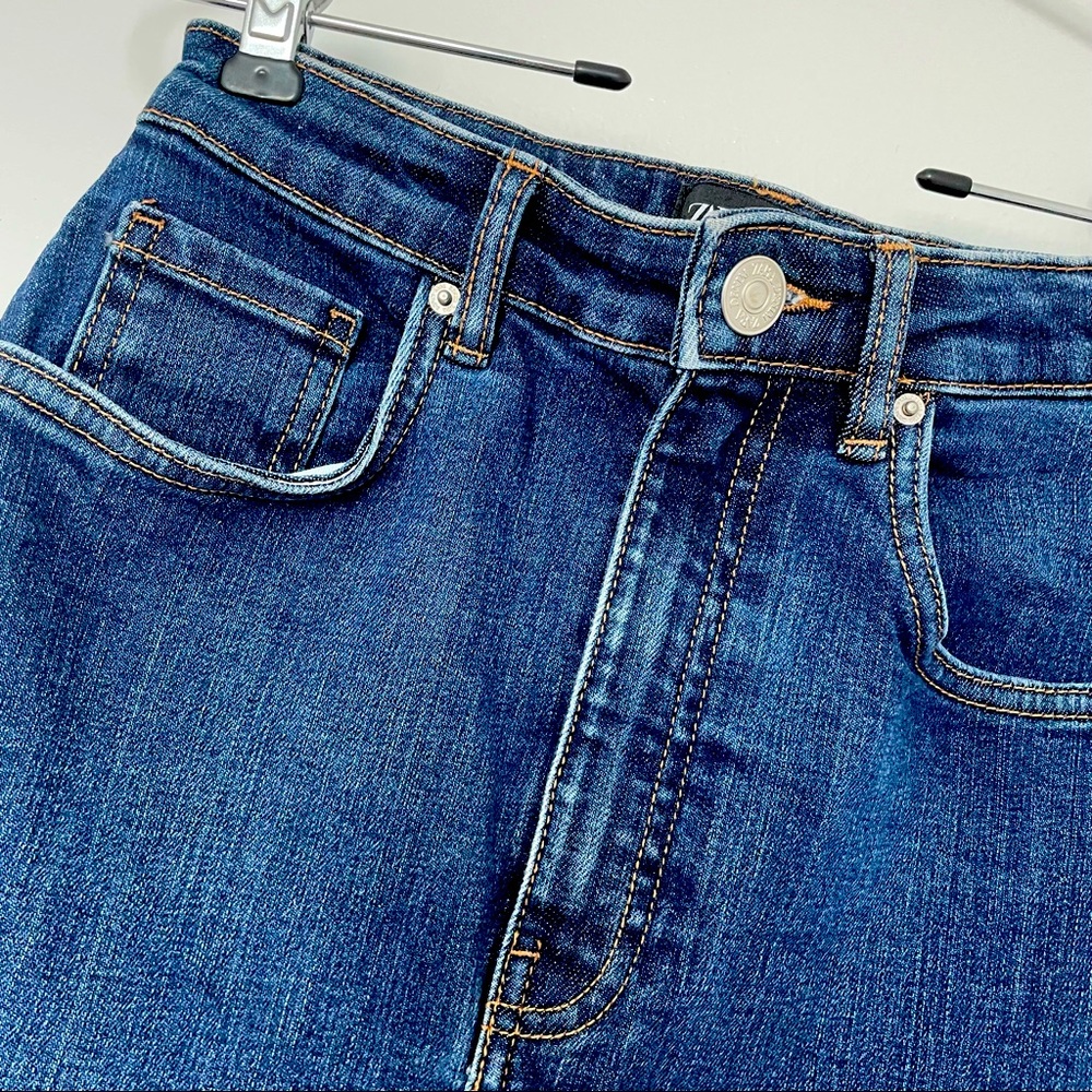 Zara high waisted mini denim skirt